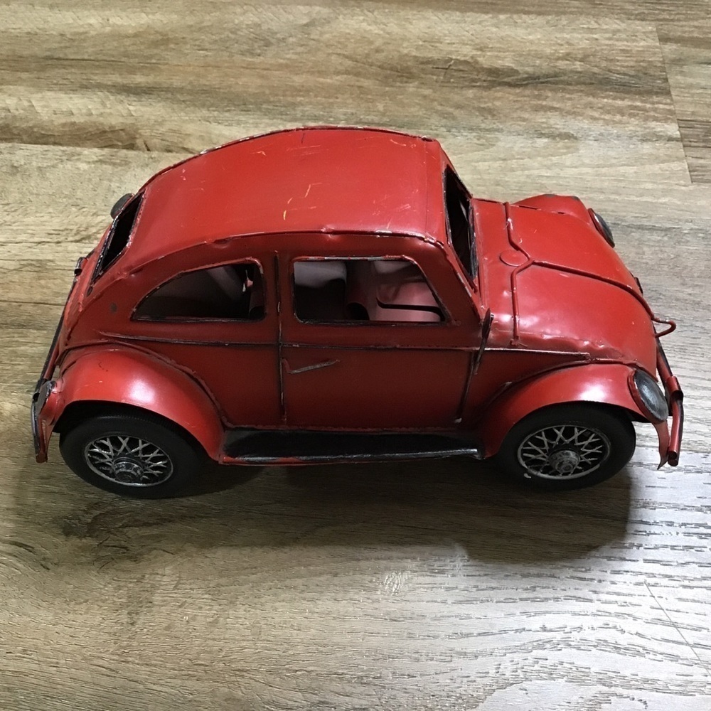Vw Beetle Bug Car Collectible Art Sculpture Metal Replica Hone Decor Red